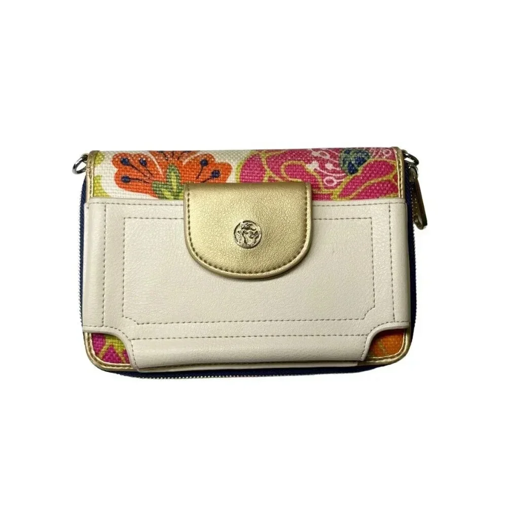 Spartina Leather & Floral Zip Around Phone Wallet/Wristlet - Missing Strap
